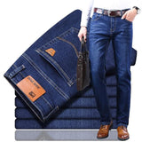 Xituodai  2022 New Men&#39;s Fashion Jeans Business Casual Stretch Slim Jeans Classic Trousers Denim Pants Male Black Blue