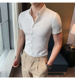 Xituodai High Quality Summer Men Dress Striped Shirts Short Sleeve Fashion 2022 Korean Slim Fit Casual Business Formal Wear Blouse Homme