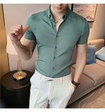 Xituodai High Quality Summer Men Dress Striped Shirts Short Sleeve Fashion Korean Slim Fit Casual Business Formal Wear Blouse Homme