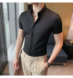 Xituodai High Quality Summer Men Dress Striped Shirts Short Sleeve Fashion 2022 Korean Slim Fit Casual Business Formal Wear Blouse Homme