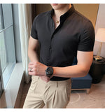 Xituodai High Quality Summer Men Dress Striped Shirts Short Sleeve Fashion Korean Slim Fit Casual Business Formal Wear Blouse Homme