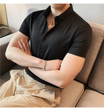 Xituodai High Quality Summer Men Dress Striped Shirts Short Sleeve Fashion 2022 Korean Slim Fit Casual Business Formal Wear Blouse Homme