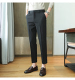 Xituodai High Quality Korean Summer Solid Drape Suit Pants Men Clothing 2022 Simple Slim Fit Ankle Length Office Trousers Formal Wear 36