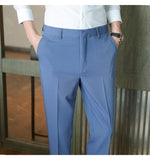 Xituodai High Quality Korean Summer Solid Drape Suit Pants Men Clothing 2022 Simple Slim Fit Ankle Length Office Trousers Formal Wear 36