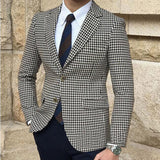 Xituodai Houndstooth Plaid Casual Blazer for Men One Piece Suit Jacket with 2 Side Slit Slim Fit Male Coat Fashion Clothes New Arrival