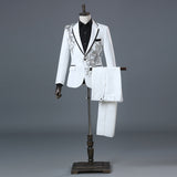 Xituodai Fashion Embroidery Sequins Floral Suit Blazer Men One Button White 2 Piece Suit (Jacket+Pants) Party Stage Singer Wear Costume