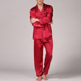 Xituodai Mens Stain Silk Pajama Sets Pajamas Men Sleepwear Modern Style Silk Nightgown Home Male Satin Soft Cozy Sleeping