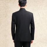 Xituodai Dragon Embroidery Men Chinese Style Tunic Suit Jacket Mandarin Stand Collar New 2022 Kung Fu Uniform Coat Single Breasted Black