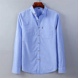 Xituodai Thin 100% Cotton Plaid Shirts for Men Long Sleeve Regular Fit Checkered Dress shirt Mens Blue New Soft Comfortable Male