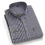 Xituodai Thin 100% Cotton Plaid Shirts for Men Long Sleeve Regular Fit Checkered Dress shirt Mens Blue New Soft Comfortable Male