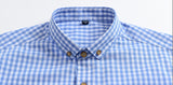 Xituodai Thin 100% Cotton Plaid Shirts for Men Long Sleeve Regular Fit Checkered Dress shirt Mens Blue New Soft Comfortable Male