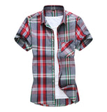 Xituodai New Fashion Plaid Shirt Men Summer Casual Short Sleeve Shirts Mens Plus Size Beach Hawaiian Tops Blouse Male 5XL 6XL 7XL