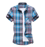 Xituodai New Fashion Plaid Shirt Men Summer Casual Short Sleeve Shirts Mens Plus Size Beach Hawaiian Tops Blouse Male 5XL 6XL 7XL