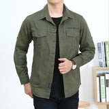 Xituodai Pure Cotton Casual Shirt Men Oversize Loose Long Sleeve Cargo Shirts Men&#39;s Clothing High Quality Solid Tooling Shirt 6XL AF1388