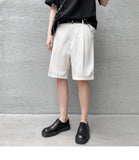 Xituodai Summer Men&#39;s Shorts Straight Fit Knee-Length Short Suit Pant Solid Beige Black Summer Clothing Student Thin Casual Shorts Man