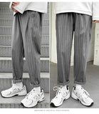 Xituodai Korean Striped Harem Pants Men&#39;s 2021 Streetwear Man Casual Loose Japanese Men Black Gray Retro Plaid Harajuku Punk Pants