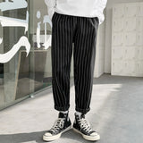 Xituodai Korean Striped Harem Pants Men&#39;s 2021 Streetwear Man Casual Loose Japanese Men Black Gray Retro Plaid Harajuku Punk Pants