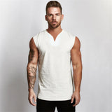 Xituodai Gym Clothing V Neck Cotton Bodybuilding Tank Top Mens Workout Sleeveless Shirt Fitness Sportswear Running Vests Muscle Singlets