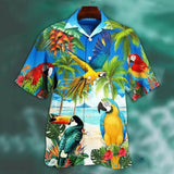 Xituodai Animal Parrot Print Patchwork Fashion Hawaiian Men Shirt Cool Turn Down Collar Short Sleeve Streetwear Beach Summer Chic 2021 3