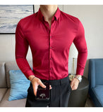 Xituodai Plus Size 5XL-M British Style Solid Long Sleeve Shirt Men Clothing Simple Slim Fit Business Casual Chemise Homme Formal Wear Hot