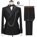 Xituodai Cenne Des Graoom Latest Coat Design Men Suits Tailor-Made Tuxedo 2 Pieces Blazer Wedding Party Singer Groom Costume Homme Black