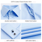 Xituodai Luxury Mercerized Cotton French Cuff Button Shirts Long Sleeve Men Tuxedo Wedding Shirt High Quality Dress Shirt with Cufflinks