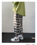 Xituodai Korean Hip Hop Plaid Pants Men&#39;s Autumn Fashion Drawstring Casual Pants Men Streetwear Loose Straight Men Retro Plaid Pants 5XL