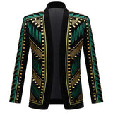 Xituodai Luxury African Embroidery Cardigan Blazer Jacket Men Shawl Lapel Slim Fit Striped Suit Jacktes Male Party Prom Wedding Costumes