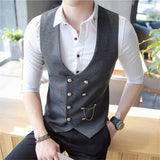 Xituodai trendy mens fashion mens summer outfits dope outfits mens street style mens spring fashion aesthetic outfiMen&#39;s Double Breasted Vest Spring New Slim Sleeveless Formal Suit Vest Gray Black Fashion Men&#39;s Business Casual Suit Vest