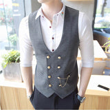 Xituodai trendy mens fashion mens summer outfits dope outfits mens street style mens spring fashion aesthetic outfiMen&#39;s Double Breasted Vest Spring New Slim Sleeveless Formal Suit Vest Gray Black Fashion Men&#39;s Business Casual Suit Vest