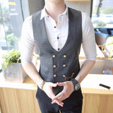 Xituodai trendy mens fashion mens summer outfits dope outfits mens street style mens spring fashion aesthetic outfiMen&#39;s Double Breasted Vest Spring New Slim Sleeveless Formal Suit Vest Gray Black Fashion Men&#39;s Business Casual Suit Vest