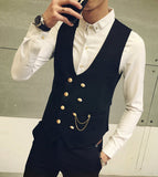 Xituodai trendy mens fashion mens summer outfits dope outfits mens street style mens spring fashion aesthetic outfiMen&#39;s Double Breasted Vest Spring New Slim Sleeveless Formal Suit Vest Gray Black Fashion Men&#39;s Business Casual Suit Vest