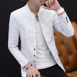 Xituodai Men's Printed Small Suit Male Korean Version of The Self-cultivation Stand-up Collar Chinese Tunic Casual Suit Thin Jacket Youth