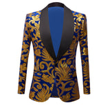 Xituodai Men&#39;s Shiny Gold Sequin Glitter Embellished Blazer Coat Man Nightclub Blazer Wedding Party Suit Jacket Stage Singers 2 Piece Set