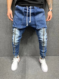 Xituodai Blue Vintage Man Jeans Business Casual Classic Style Denim Male Cargo Pants More Pockets Frenum Ankle Banded Casual Pants S-3XL