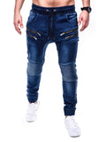 Xituodai Blue Vintage Man Jeans Business Casual Classic Style Denim Male Cargo Pants More Pockets Frenum Ankle Banded Casual Pants S-3XL