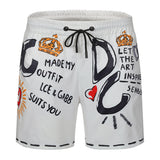 Xituodai 2022 summer new shorts men&#39;s European station letter crown graffiti printing fashion casual Capris