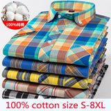 Xituodai New Arrival Fashion Super Large Summer 100% Cotton Plaid Young Men Summer Short Sleeve Casual Shirts Plus Size S-5XL 6XL 7XL 8XL