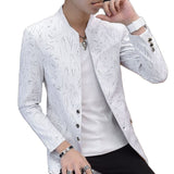 Xituodai Men's Printed Small Suit Male Korean Version of The Self-cultivation Stand-up Collar Chinese Tunic Casual Suit Thin Jacket Youth