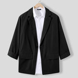 Xituodai 2022 Fashion Men Blazer Solid Color Lapel 3/4 Sleeve One Button Leisure Suits Men Streetwear Casual Thin Jackets S-5XL INCERUN