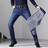 Xituodai 2022 Winter New Men&#39;s Warm Blue Black Slim Jeans Classic Style Stretch Slim Fit Thick Pants Fashion Trousers Male Brand
