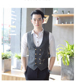 Xituodai trendy mens fashion mens summer outfits dope outfits mens street style mens spring fashion aesthetic outfiMen&#39;s Double Breasted Vest Spring New Slim Sleeveless Formal Suit Vest Gray Black Fashion Men&#39;s Business Casual Suit Vest