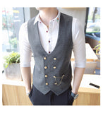 Xituodai trendy mens fashion mens summer outfits dope outfits mens street style mens spring fashion aesthetic outfiMen&#39;s Double Breasted Vest Spring New Slim Sleeveless Formal Suit Vest Gray Black Fashion Men&#39;s Business Casual Suit Vest