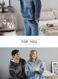 Xituodai New Hooded Flannel Men&#39;s Pajama Pants 2 Pieces/Set Winter Thick Warm Sleepwear For Couples Casual Loose Home Costumes Set