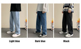 Xituodai Men&#39;s Hip Hop Loose Jeans 2021 Autumn New Streetwear Straight Baggy Wide Leg Pants Male Brand Trousers Light Blue