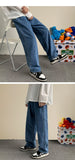 Xituodai Men&#39;s Hip Hop Loose Jeans 2021 Autumn New Streetwear Straight Baggy Wide Leg Pants Male Brand Trousers Light Blue