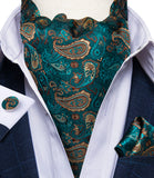 Xituodai Men Suit Vest silver Paisley Floral Silk Wedding Waistcoat Men Ascot Tie Pocket Square Necktie Ring Sleeveless Jacket DiBanGu