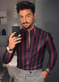 Xituodai Men&#39;s Shirt New Hawaiian  Men Single Button Wild  Printed  Male Blouses  Long Sleeved Striped 2021