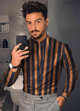 Xituodai Men&#39;s Shirt New Hawaiian  Men Single Button Wild  Printed  Male Blouses  Long Sleeved Striped 2021