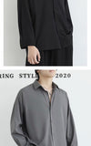 Xituodai Long Sleeve Shirts Men Fashion Solid Plus Size 3XL Social Formal Business Silk Handsome Korean Leisure Basic Simple Sheer Camisa